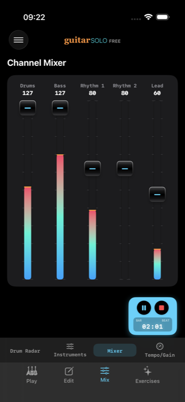 Guitar Solo Multi-Track Studio Channel Mixer