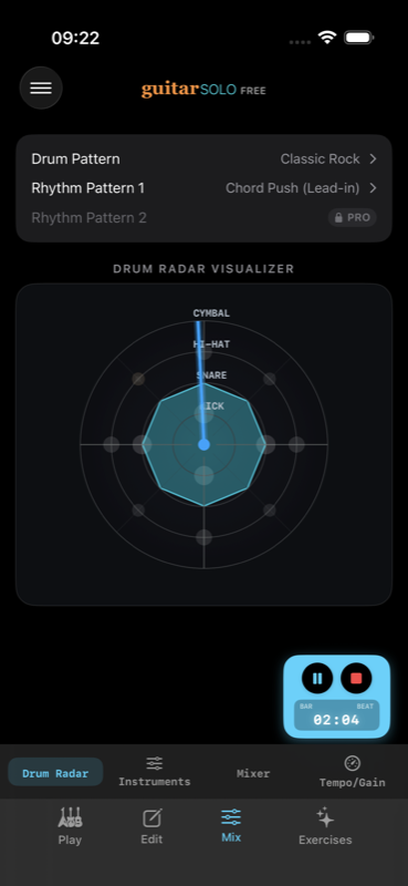 Guitar Solo Real-Time Drum Radar Visualizer